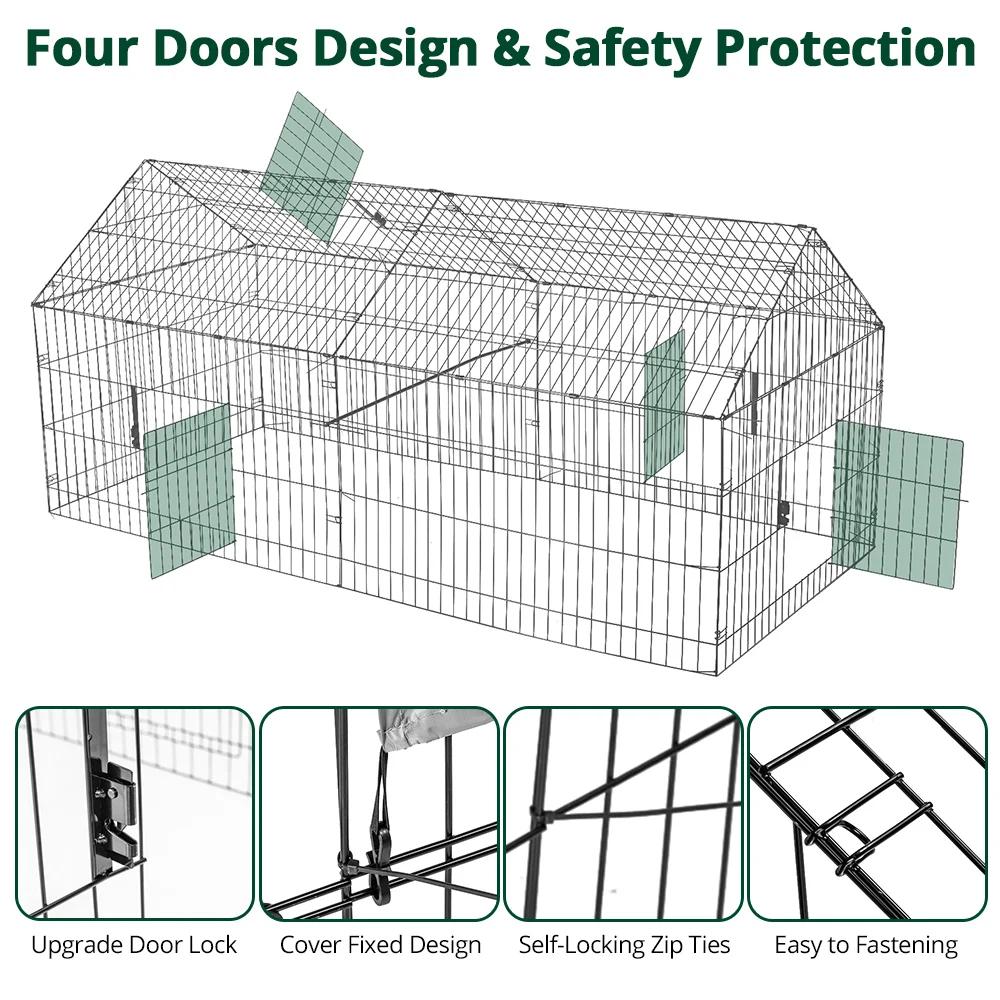 Enclos de parc pour animaux de compagnie avec housse de protection et sol, manteau de course jetable