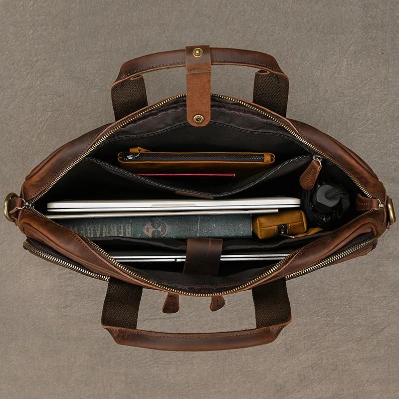 Étui à Bombes en Cuir group pour Homme, Sac d'Ordinateur, 14 15.6 Pouces, PC, Médecin, Avocat, Busin