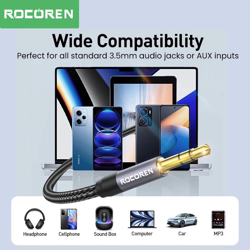 Rocoren-Câble audio mâle à mâle, jack 3.5mm, jack 3.5mm, audio m x, câble pour téléphone, sauna, tél