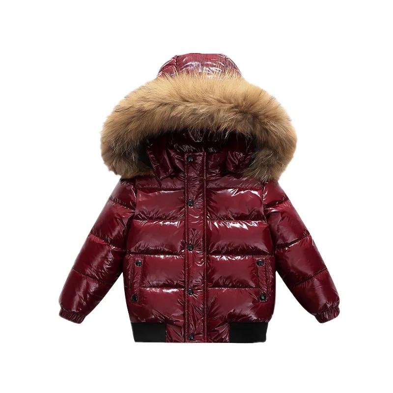 Doudoune authentique pour enfants de 2 à 10 ans, grand col en fourrure, épaisse, chaude, imperméable