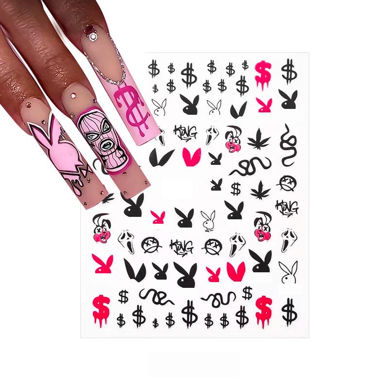 Autocollants 3D en Forme de Dollar pour Ongles, Décalcomanies Auto-Adhésives pour Manucure, Envelopp