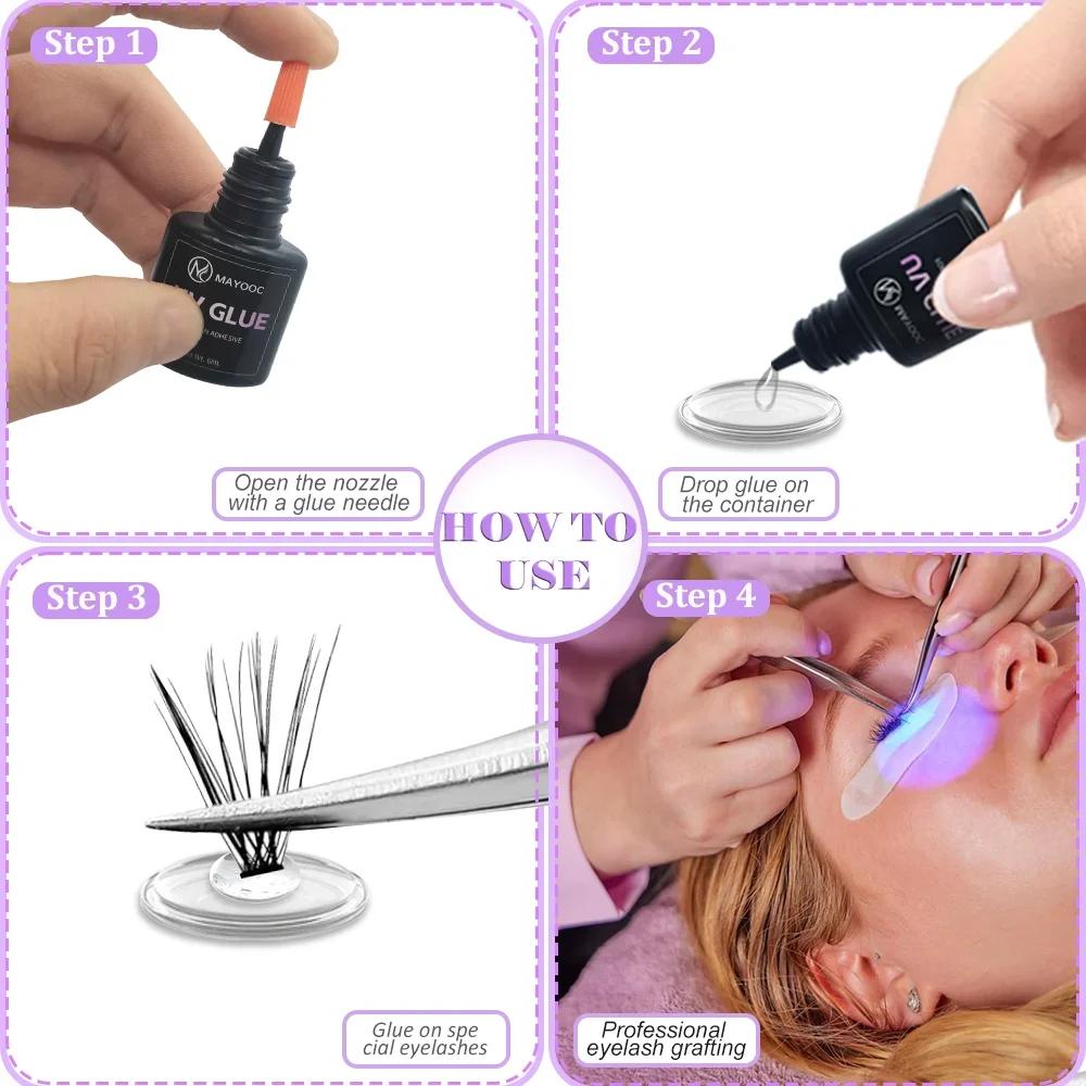 MAYOOC UV colle à cils adhésive Extensions de cils 0.1S séchage rapide forte colle d'extension de fa
