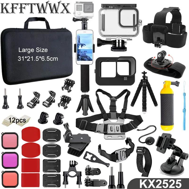 KFFTWWX-Kit d'accessoires étanches pour GoPro fore13, 12, 11, 10, 9, boîtier, trépied, support monop