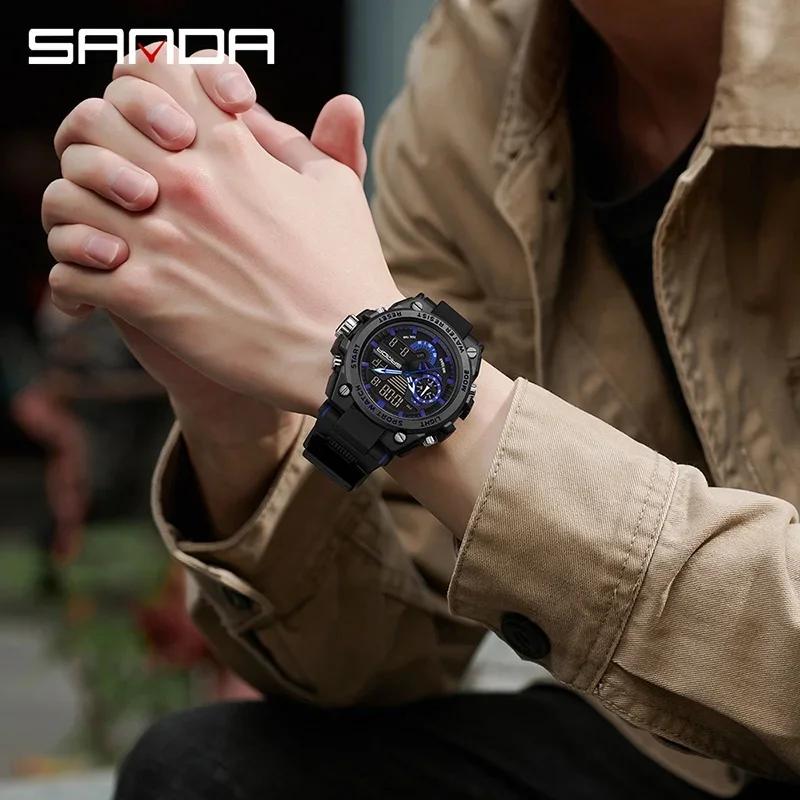 Sanda montre électronique multifonctionnelle pour hommes, mode numérique, étanche, Sports de plein a
