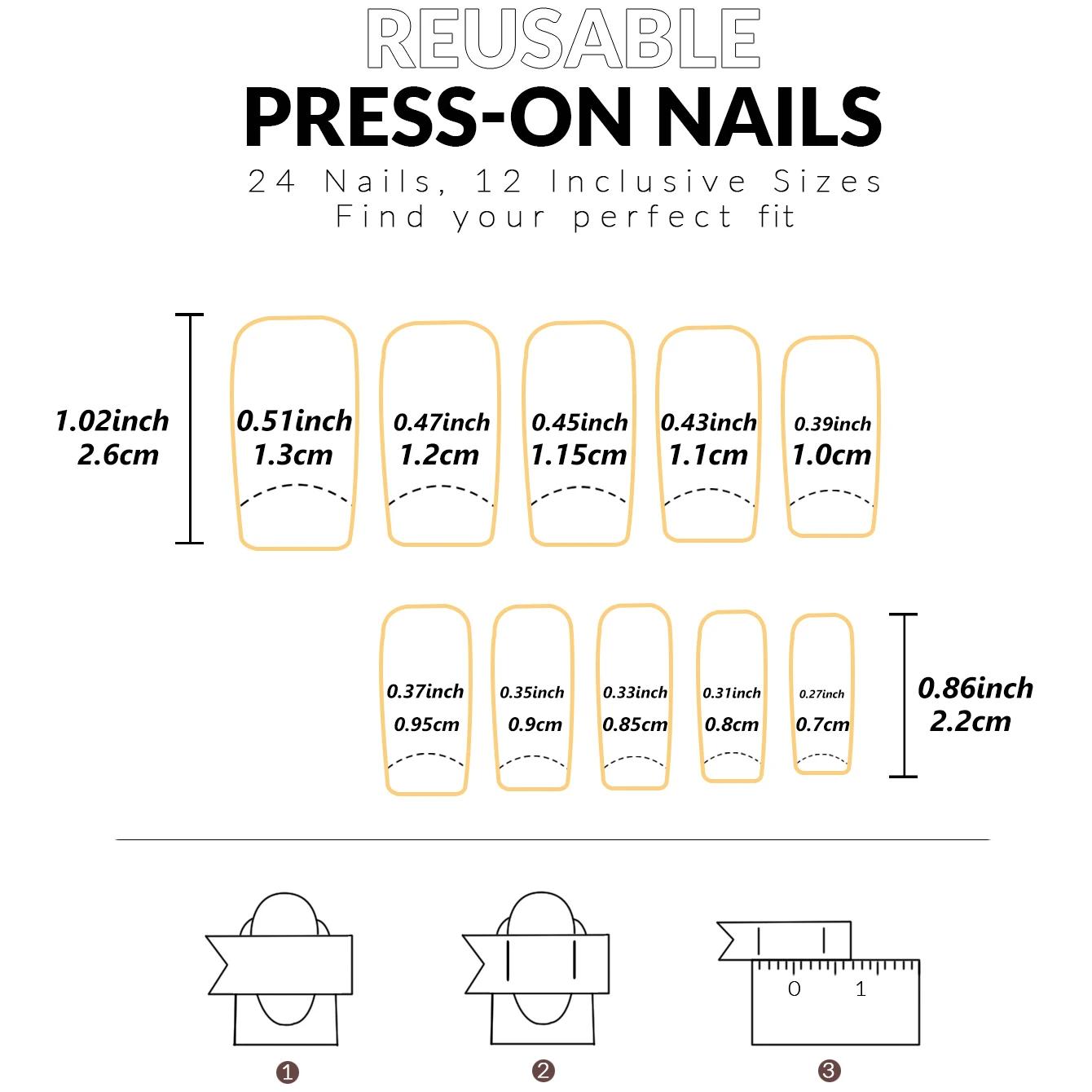 48 pièces français bordure noire armure des mains et des pieds faux ongles brillants entièrement cou