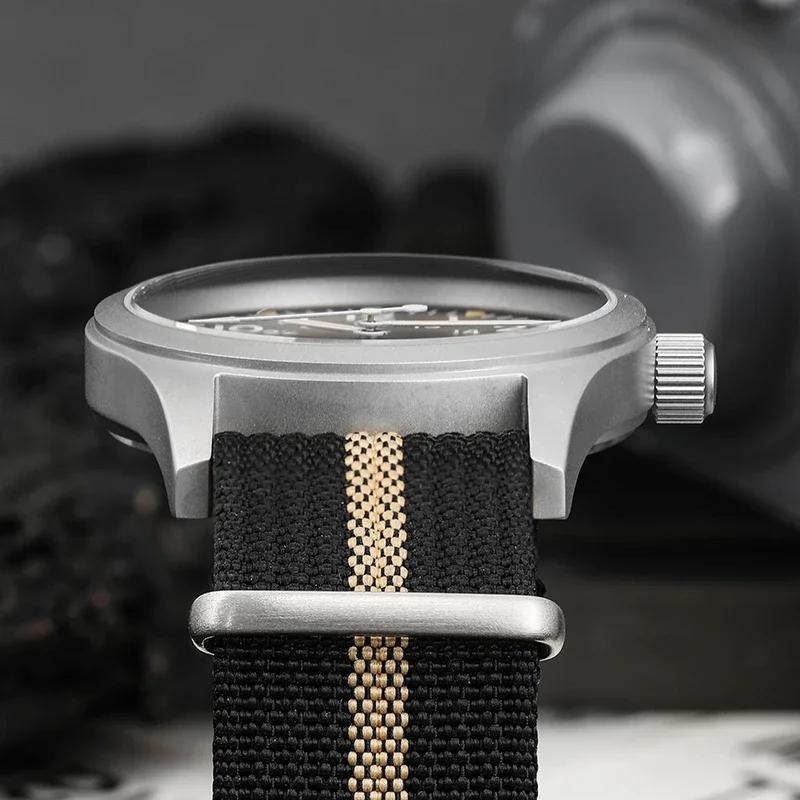 Militado ML05 38mm montre militaire mis5 2035 mouvement bombé saphir cristal C3 vert lumineux 10Bar 