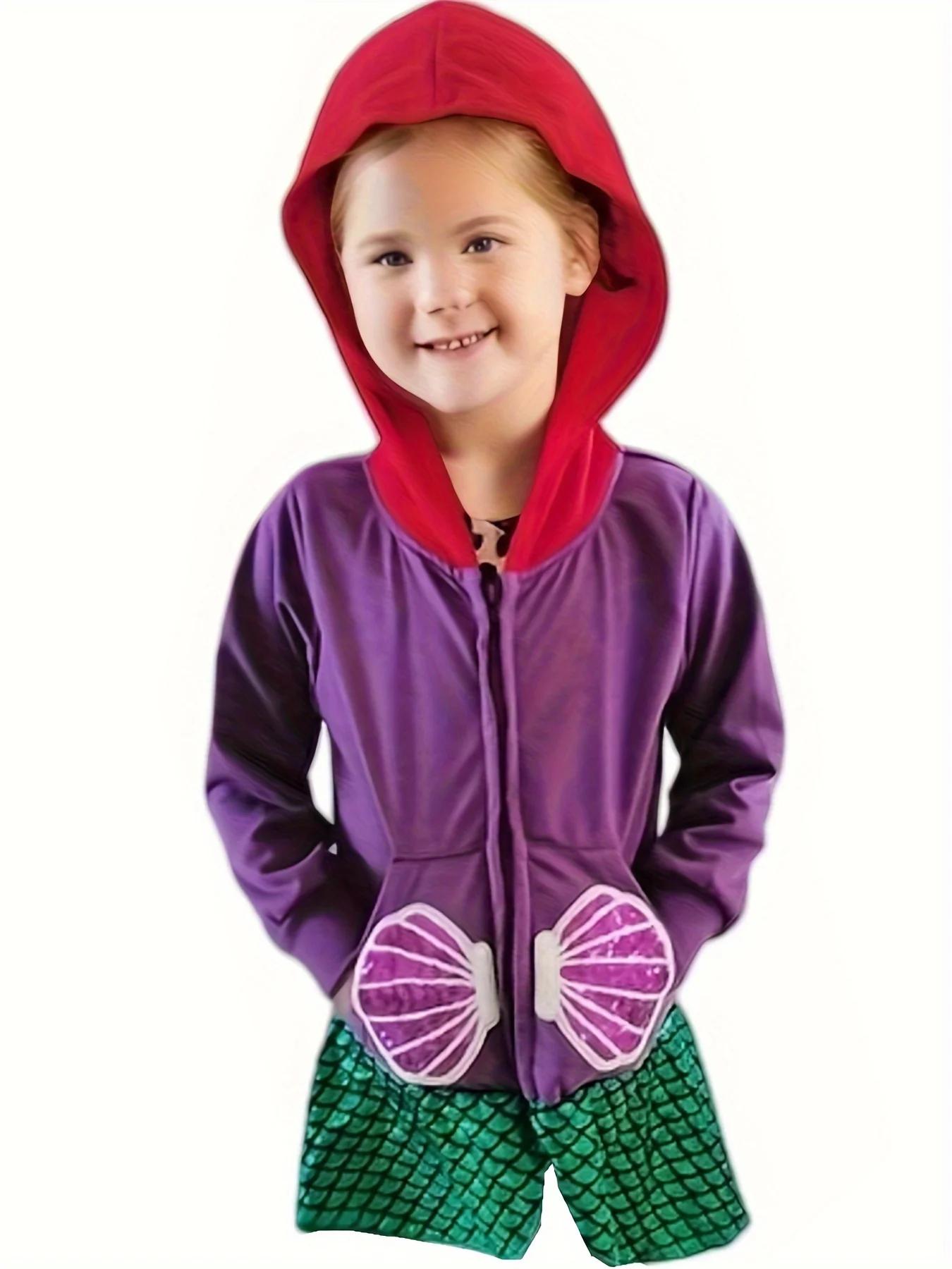 Sweat à capuche inspiré de la princesse pour fille, avec poches à nœuds, points rouges, haut mignon 