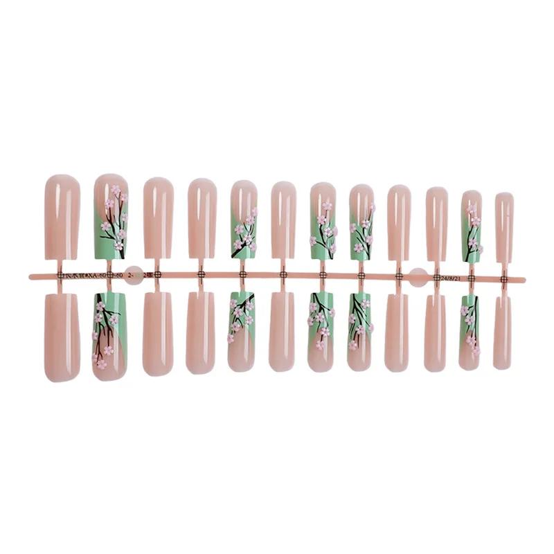 Fausses Fleurs de Ballerine Longue, 24 Pièces, Décor Vert Français, Couverture Complète, Fausse Épic