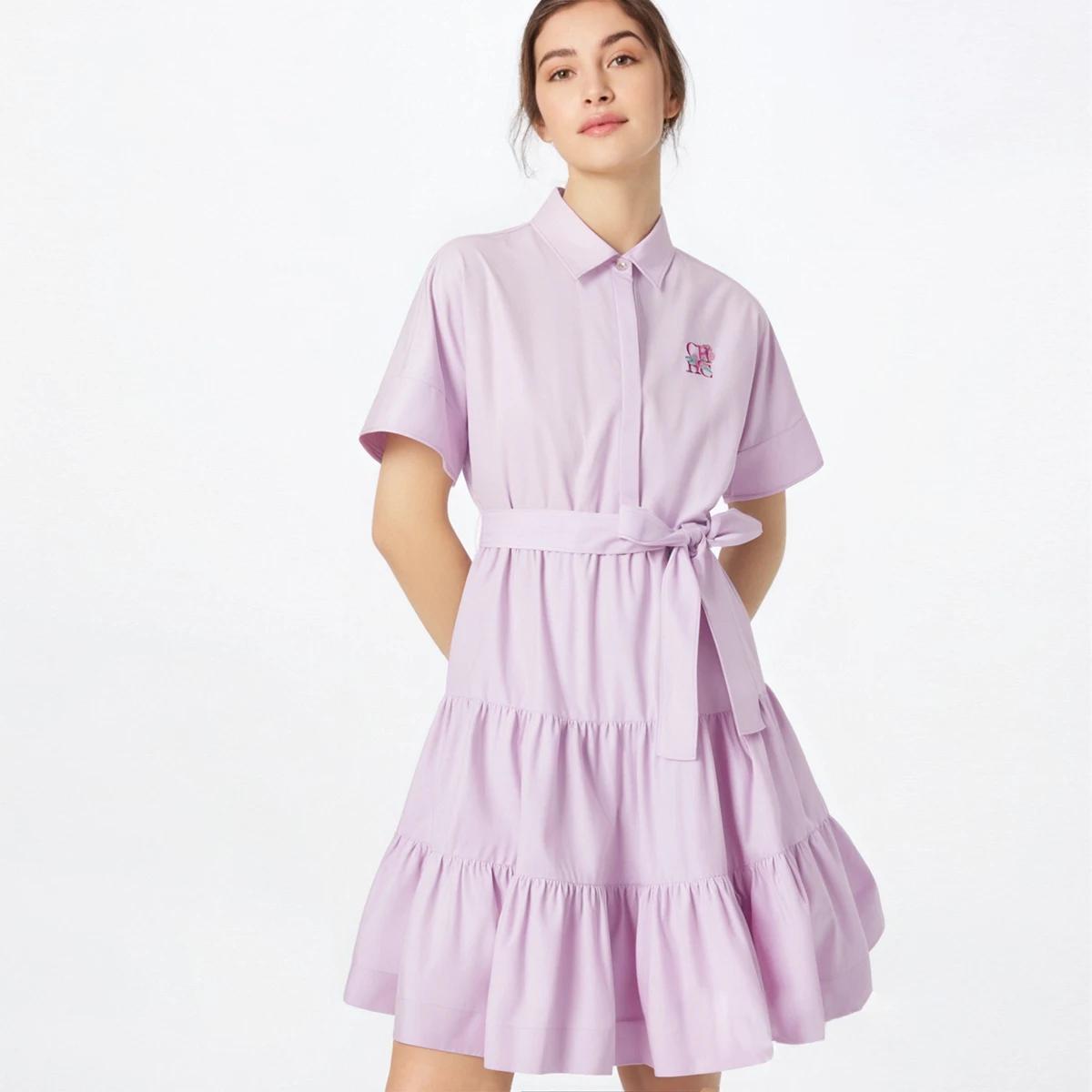 CHCH robe femme nouveau col rose brodé tenue décontracté pour femme Simple fête d'affaires