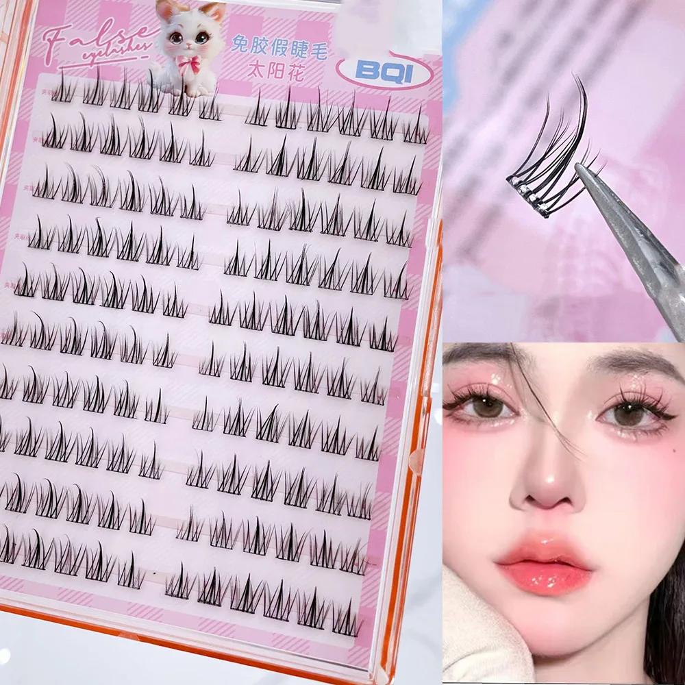 10 rangées de faux cils de grande capacité sans colle, grappe unique, 10-12MM, boucles en C, naturel