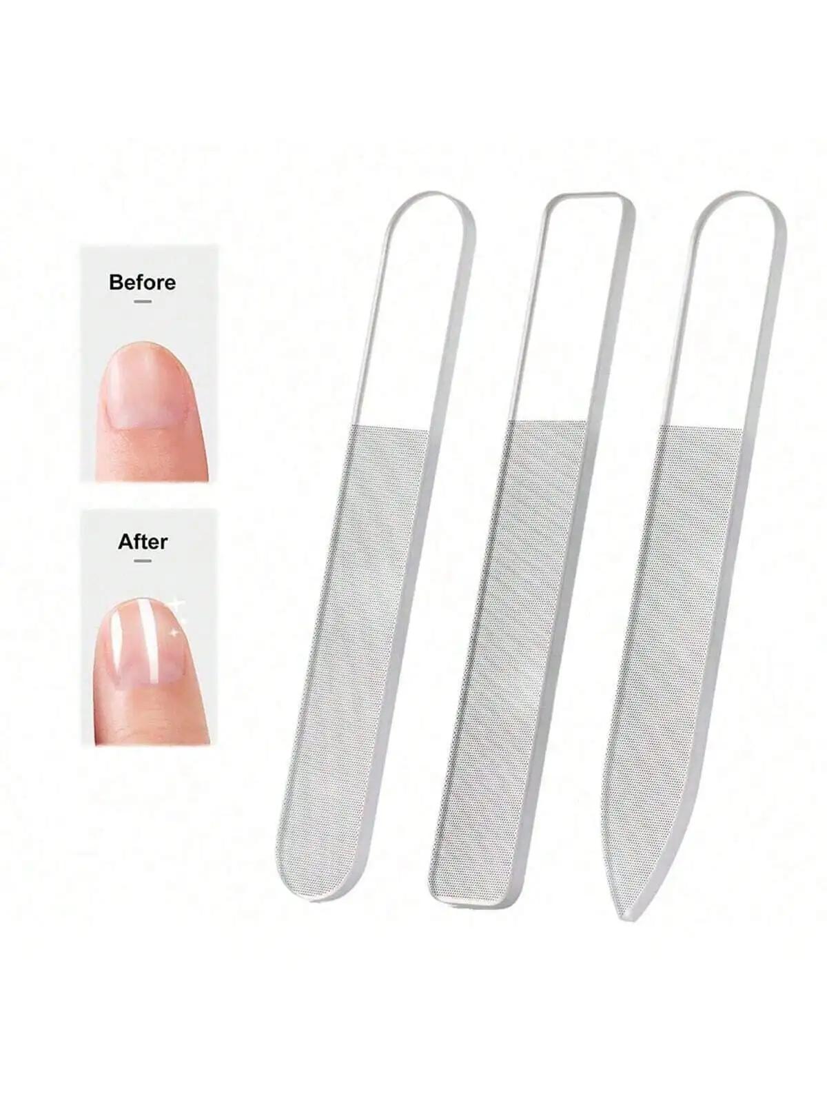 Limes à ongles en verre Nano, 3 pièces, ponçage professionnel, polissage, lime à ongles transparente