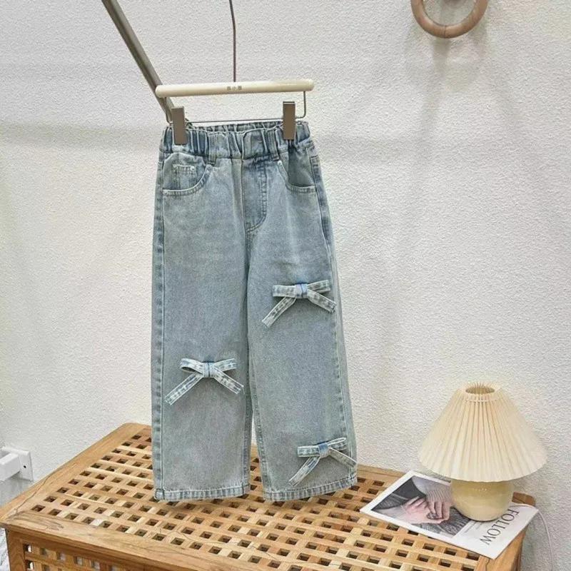 Ensemble d'été fin pour filles, jean à jambes larges et t-shirt pour adolescentes, ensemble de vêtem