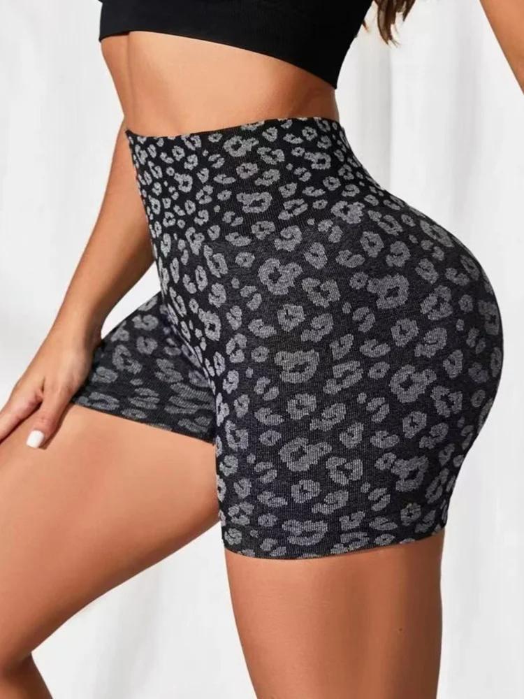 Taille haute pêche hanche séchage rapide serré portant des pantalons de yoga léopard européens et am