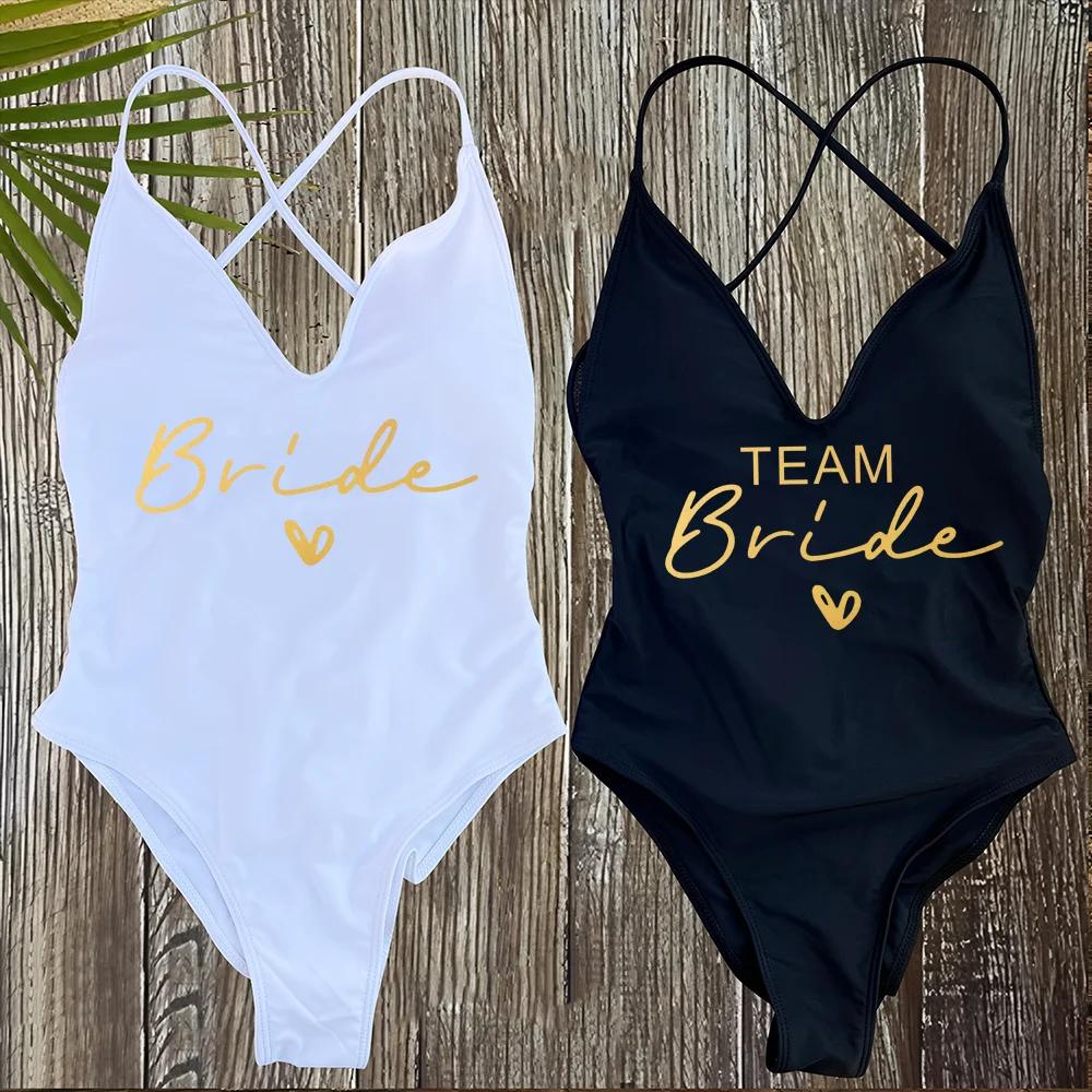 Sexy rembourré une pièce maillot de bain femmes équipe mariée maillots de bain Bikini été maillot de