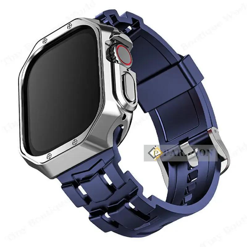 Bracelet en caoutchouc de silicone et étui pour Apple Watch, bande TPU pour iWatch, Ultra Series 9, 
