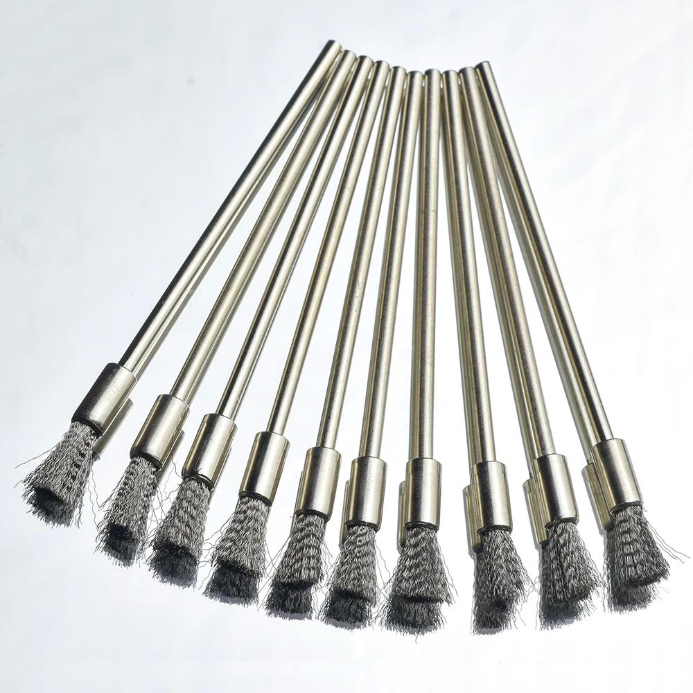 Embout de fil d'acier inoxydable, brosse en forme de stylo, tige d'extension de rayures en poils, ti