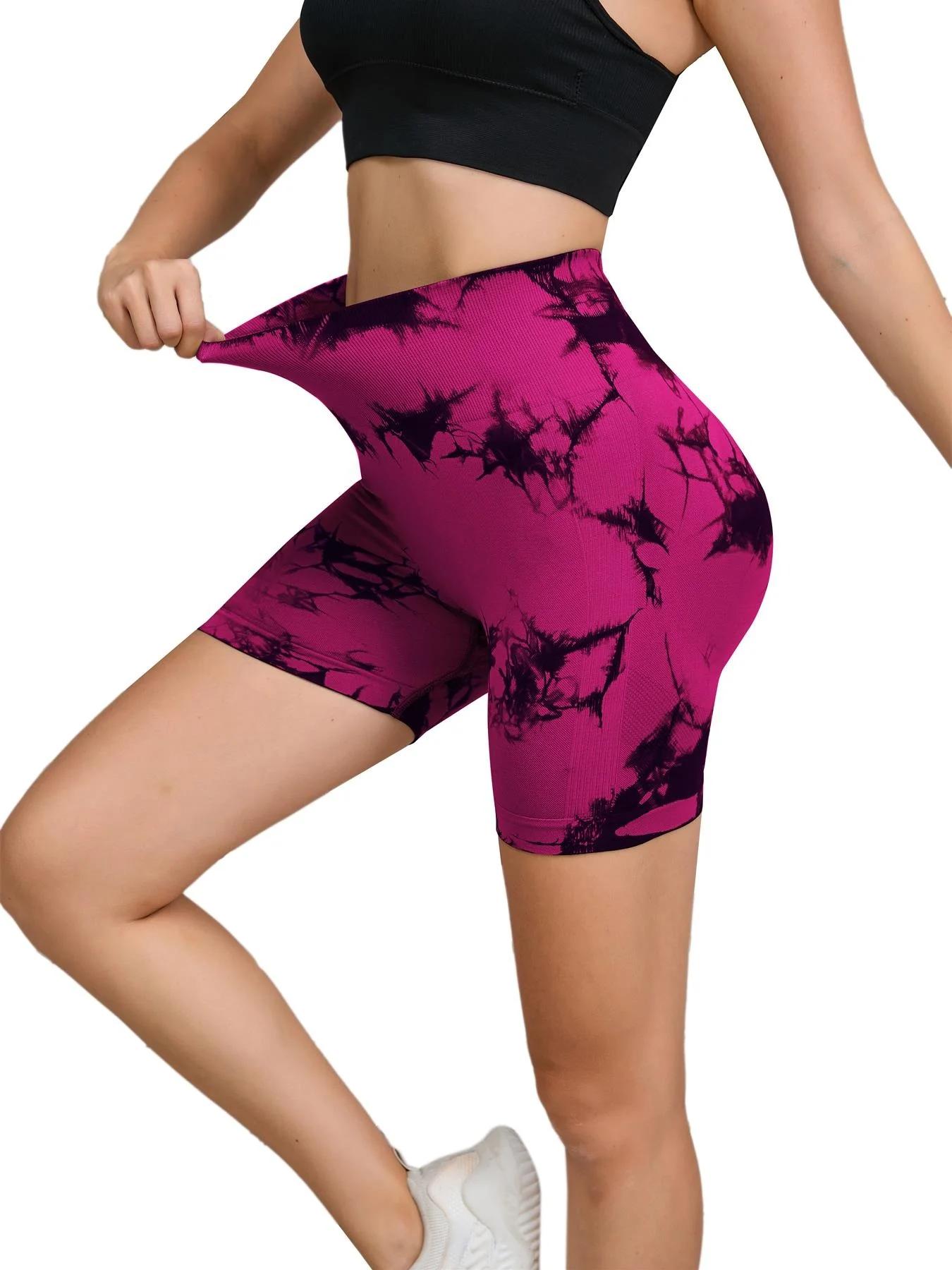 Pantalon de Fitness sans couture teint par nouage pour femmes, taille haute et levage des hanches, s