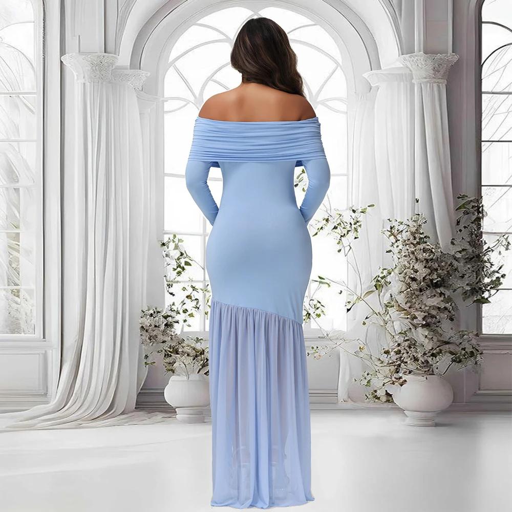 ALTERfur ses-Robe de Soirée Élégante pour Femme Enceinte, Fentes Décolletées, Ourlet en Queue de Poi