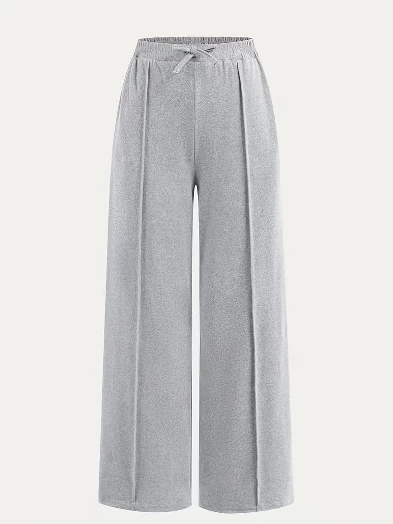 Ensemble 2 pièces en tricot gris pour filles – Haut court froncé à boutons sur le devant et pantalon