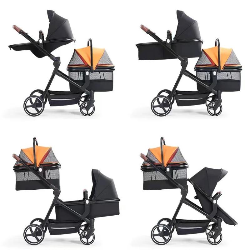Cette poussette multifonctionnelle combine les fonctions pour bébé et pour animal de compagnie ; ell