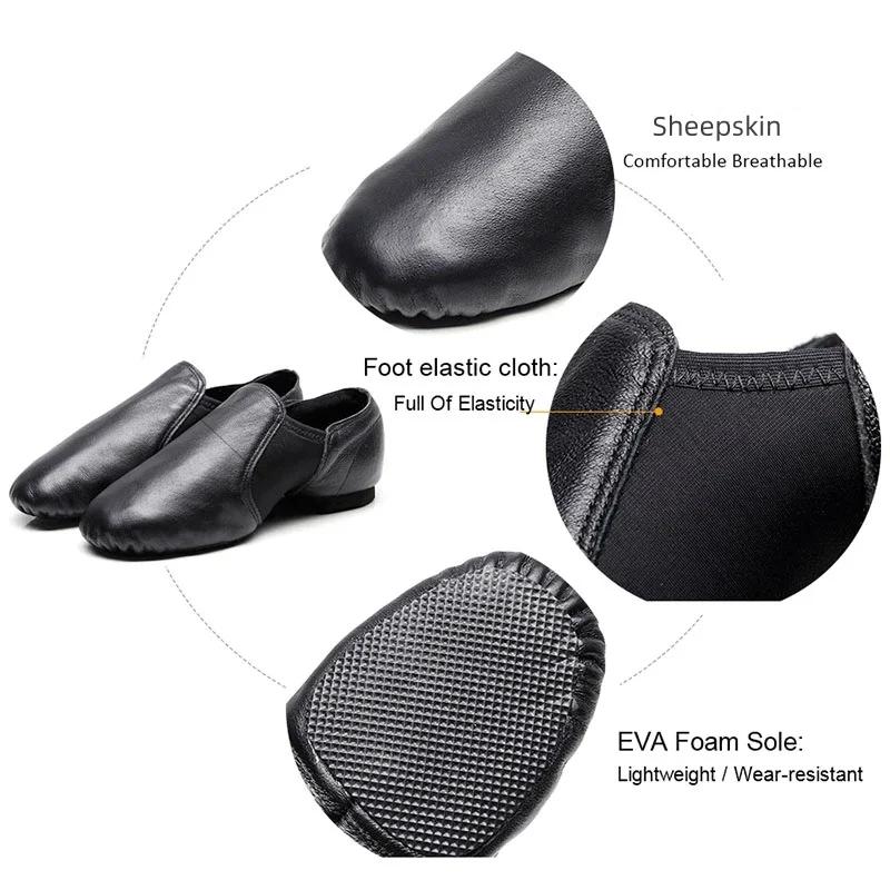 Chaussures de danse Jazz en peau de mouton de qualité, semelle antidérapante noire beige, chaussures