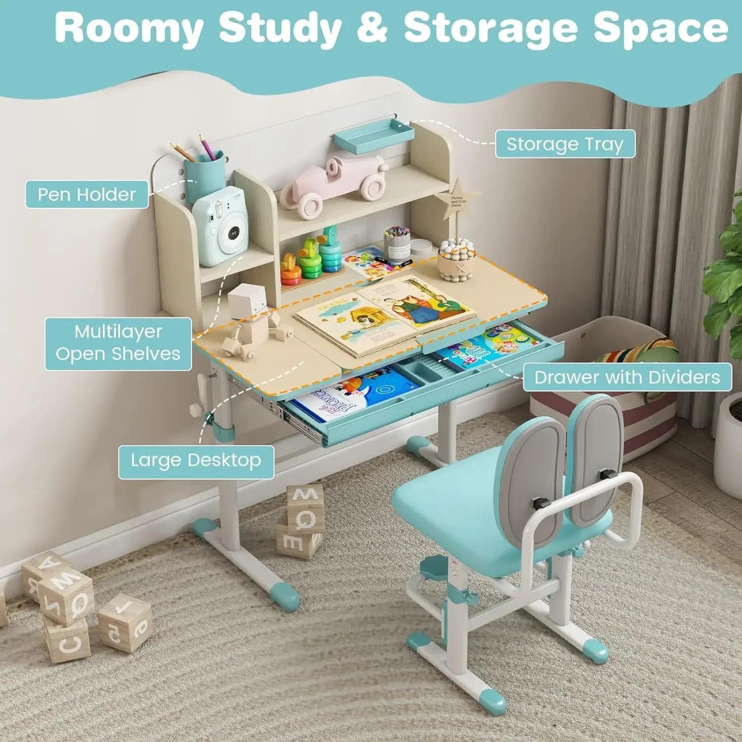 Un ensemble de bureau et de chaises pour enfants, ensemble de table et de chaises d'étude scolaire p