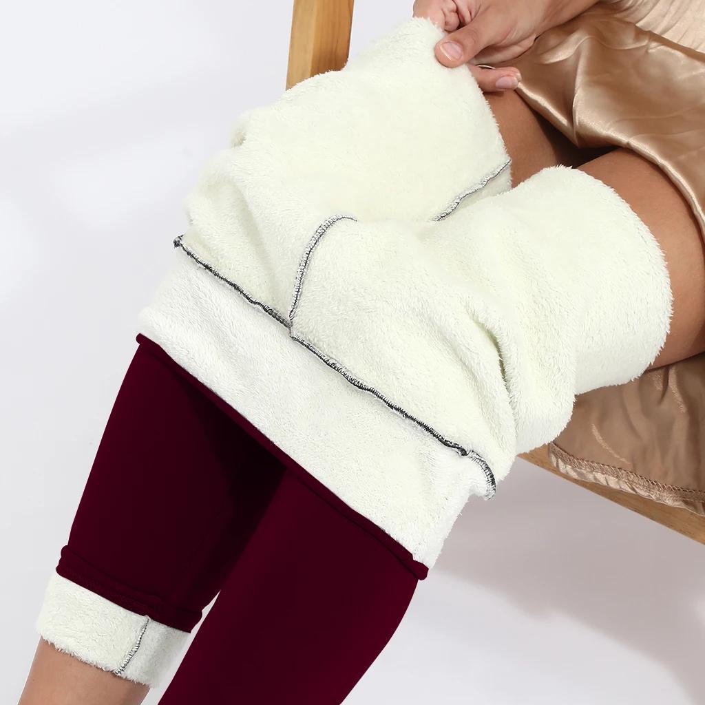 Velours hiver Leggins femmes couleur unie pantalon épais chaud velours taille haute couleur unie ext