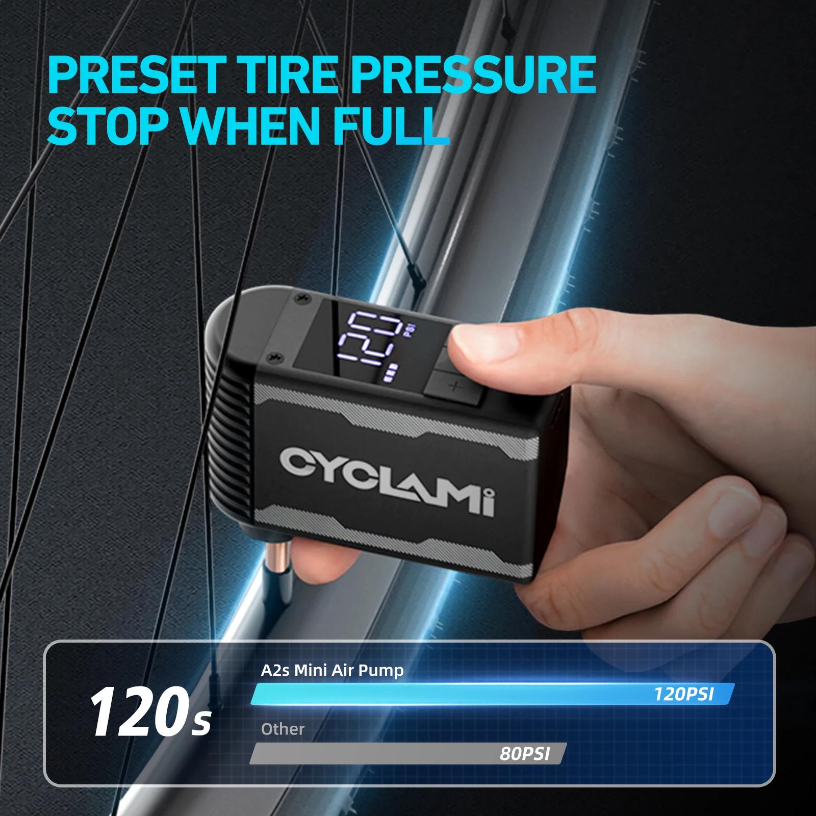 CYCLAMI A2S Mini pompe à Air électrique 120 PSI Portable vélo sans fil gonfleur d'air Presta Schrade