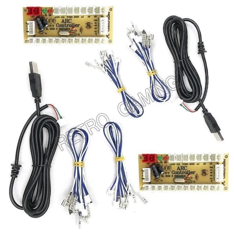 Kit de carte de circuit imprimé USB zéro retard, manette à bouton-poussoir LED, câble 5 broches pour