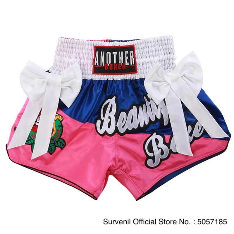 Muay Thai Shorts Bow ruban Cage combat Kickboxing pantalon hommes femmes enfants garçon fille broder