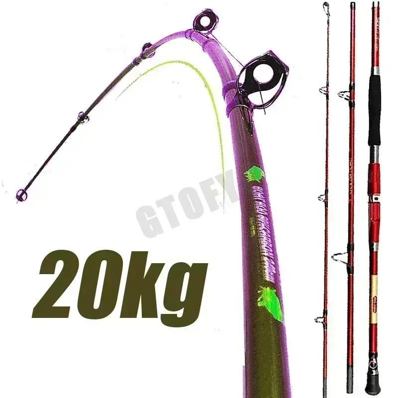 Canne à Pêche Voyage Carbone 3 Pièces Portable - Surf Eau Salée 30-50lb Bateau Pêche Traîne