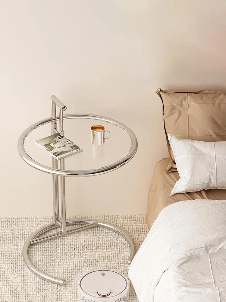 Tables basses en verre en acier inoxydable, meubles de salon nordiques, table d'appoint de balcon, t