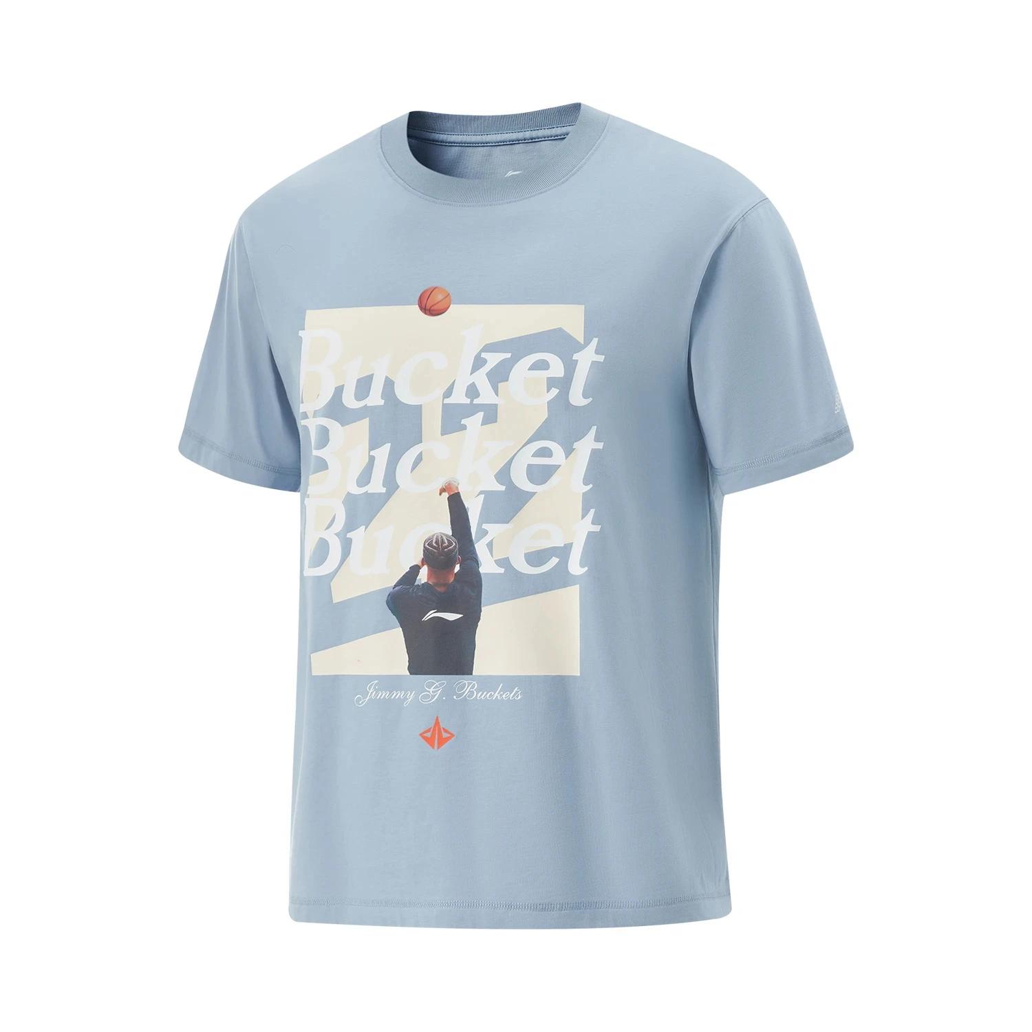 Li-ning hommes JIMMY BUTLER basket-ball T-shirt 73% coton 27% Polyester coupe ample doublure respira