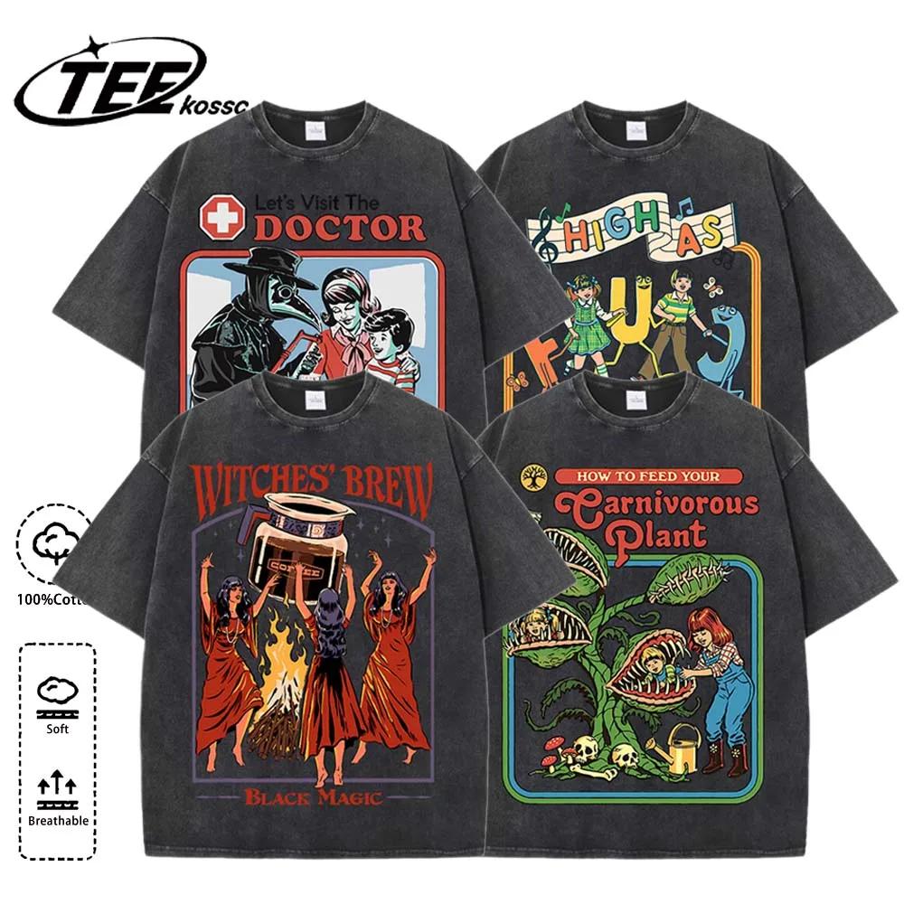 The Treating Doctor Design T-Shirt délavé hommes été offre spéciale t-shirts coton haut confortable 