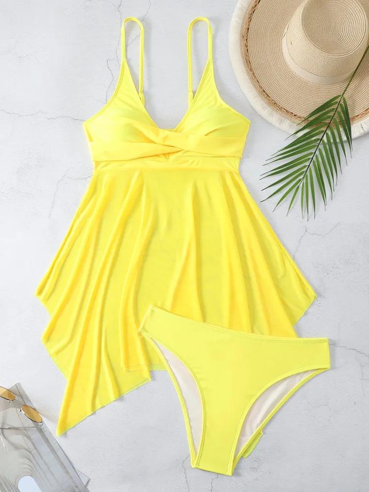 Maillot de bain deux pièces pour femmes, tankini, monokini, noir, sexy, ensemble deux pièces, vêteme