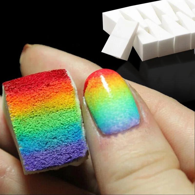 100 pièces/ensemble Triangle éponges douces blanc/dégradé coloré sec humide utilisation maquillage é