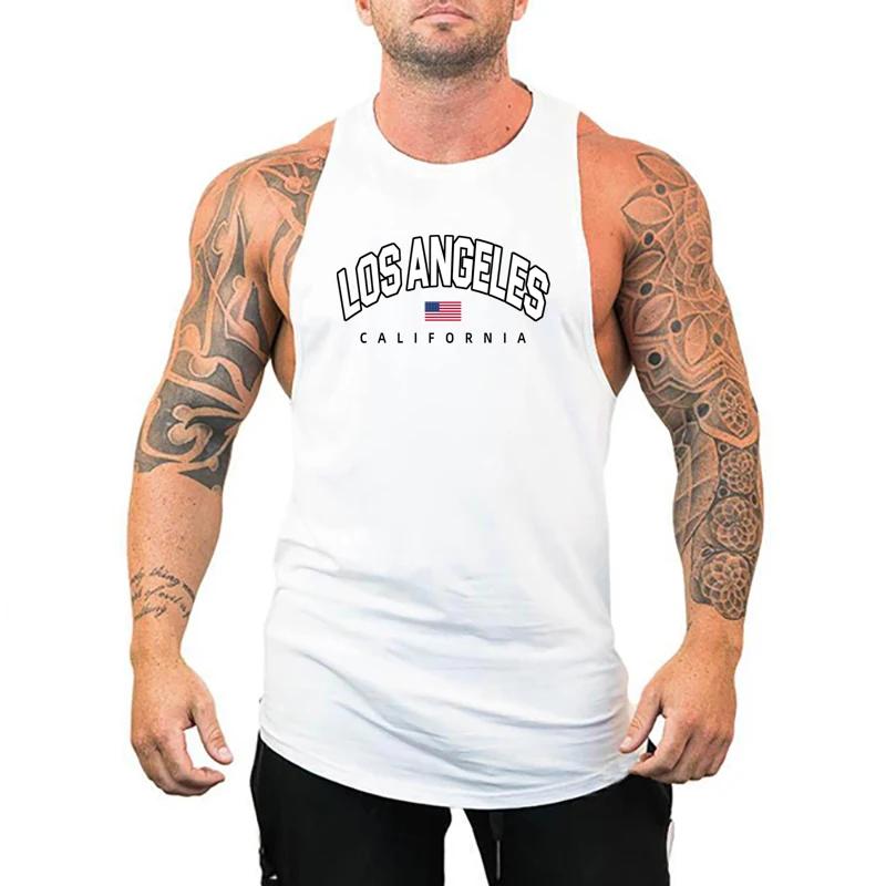 Gilets de sport en coton respirant pour hommes, chemise musculaire, chemise de musculation, vêtement