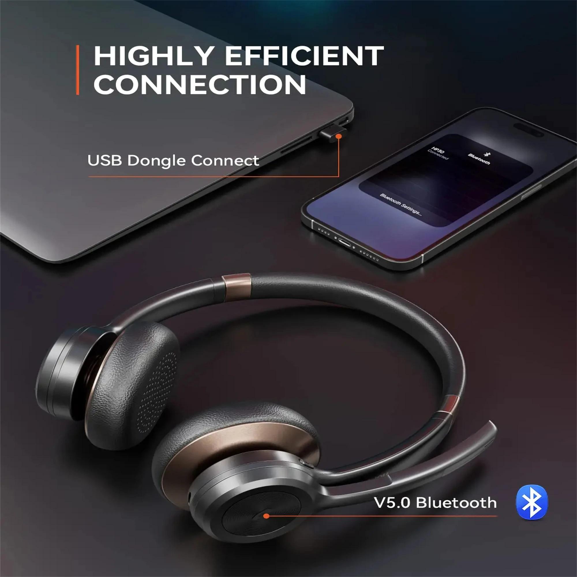 Nuroum Gardens-Casque de bureau sans fil Bluetooth Ai, suppression du bruit, système de conférence, 