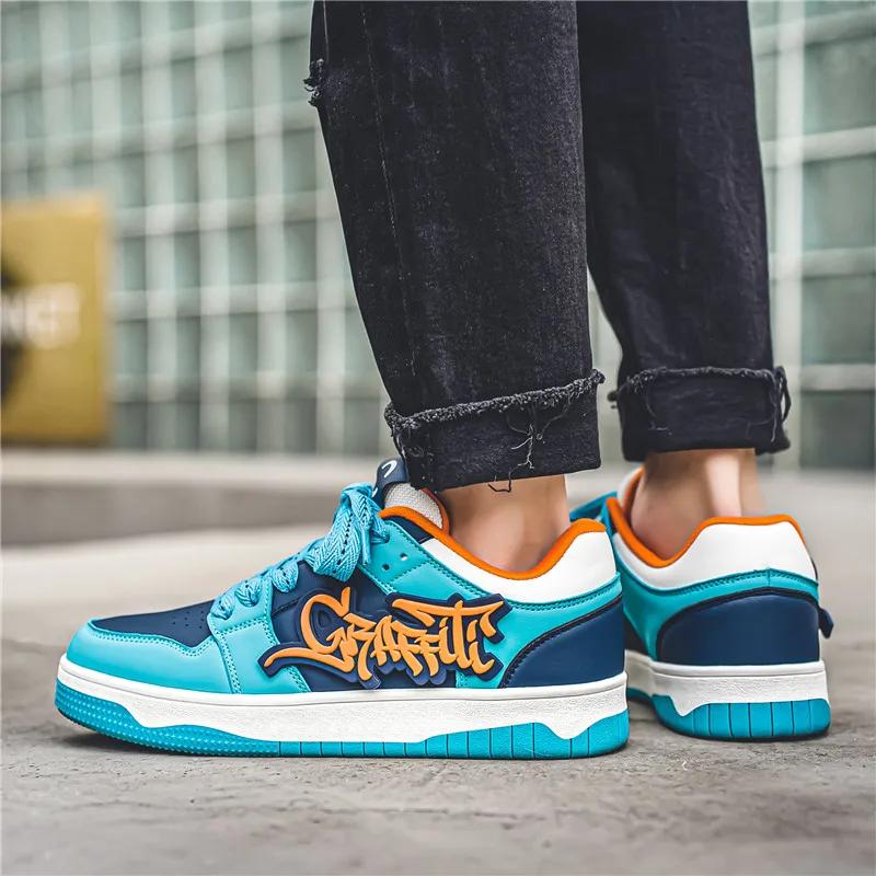 Mode bleu Designer Skateboard chaussures hommes Streetwear Hip hop baskets hommes luxe plate-forme S