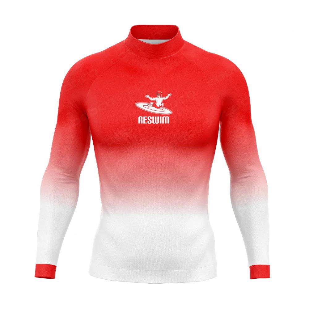 Nouveaux T-shirts de surf et de plongée pour hommes, maillots de bain, rashguards à manches longues,