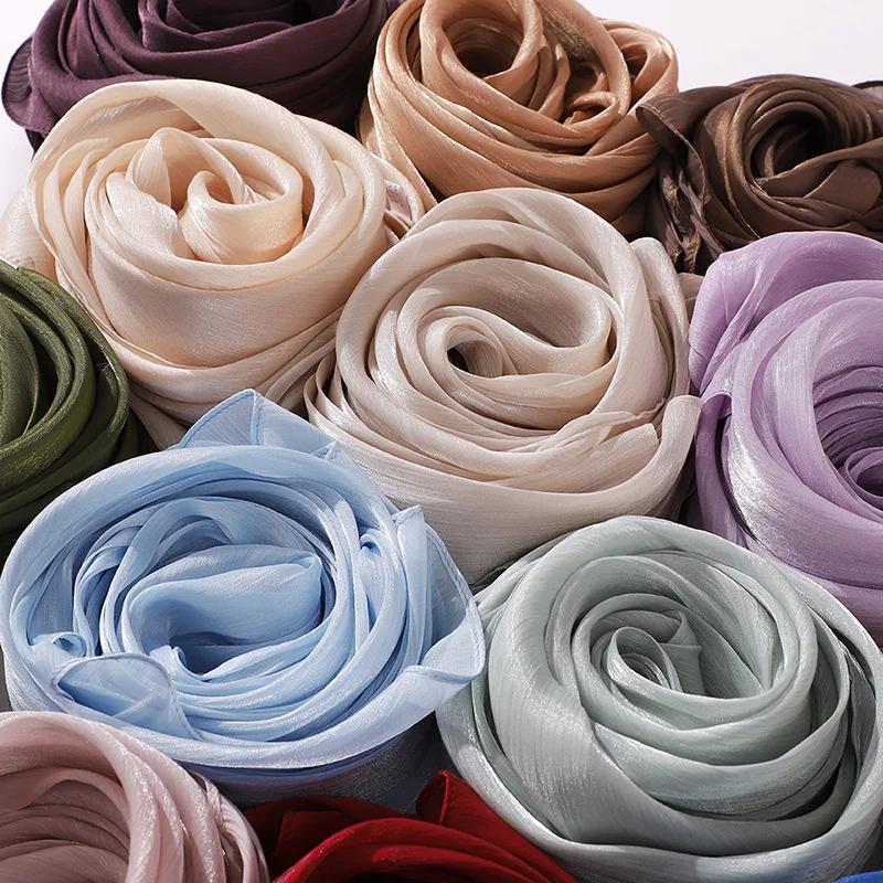 Hijabs en mousseline de soie de qualité supérieure pour femmes, voile turban doux et long, écharpes 