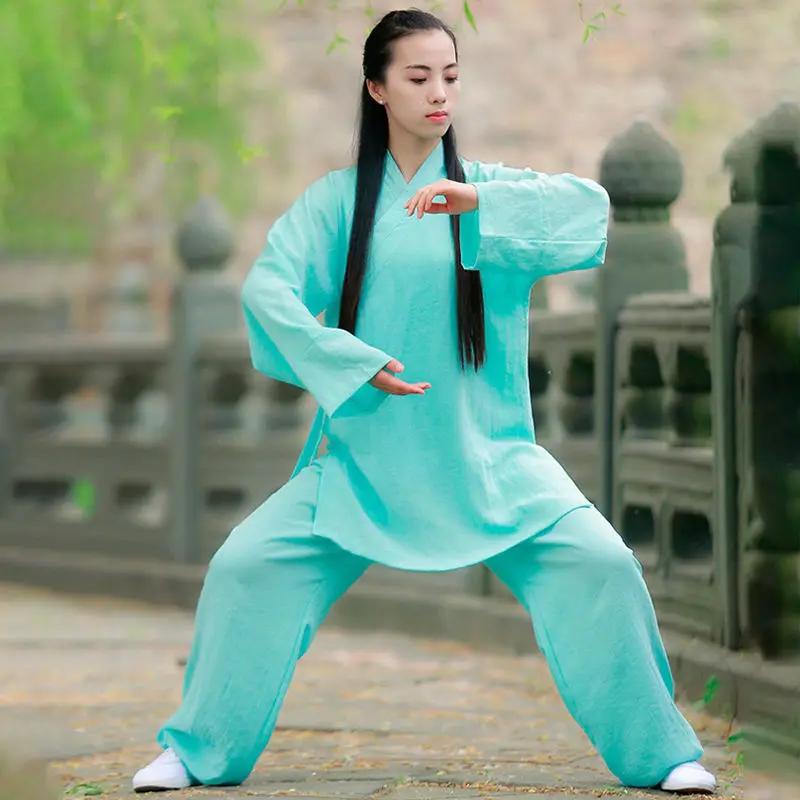 Ensemble de vêtements en coton et lin de haute qualité pour hommes et femmes, costume Tai Chi, vêtem