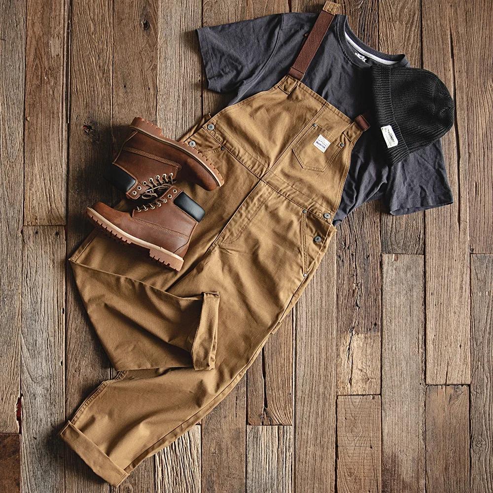 Salopette vintage pour homme, salopette cargo vintage kaki, pantalon de travail ample, salopette en 