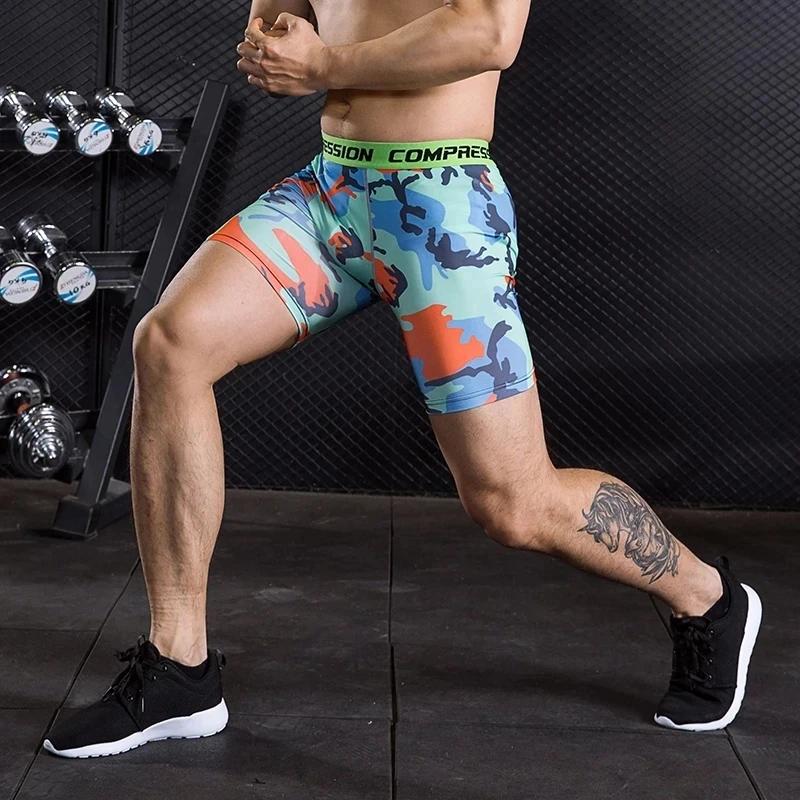 Shorts de compression hommes camouflage 3D pour musculation, course et gymnastique - Élastique et respirant