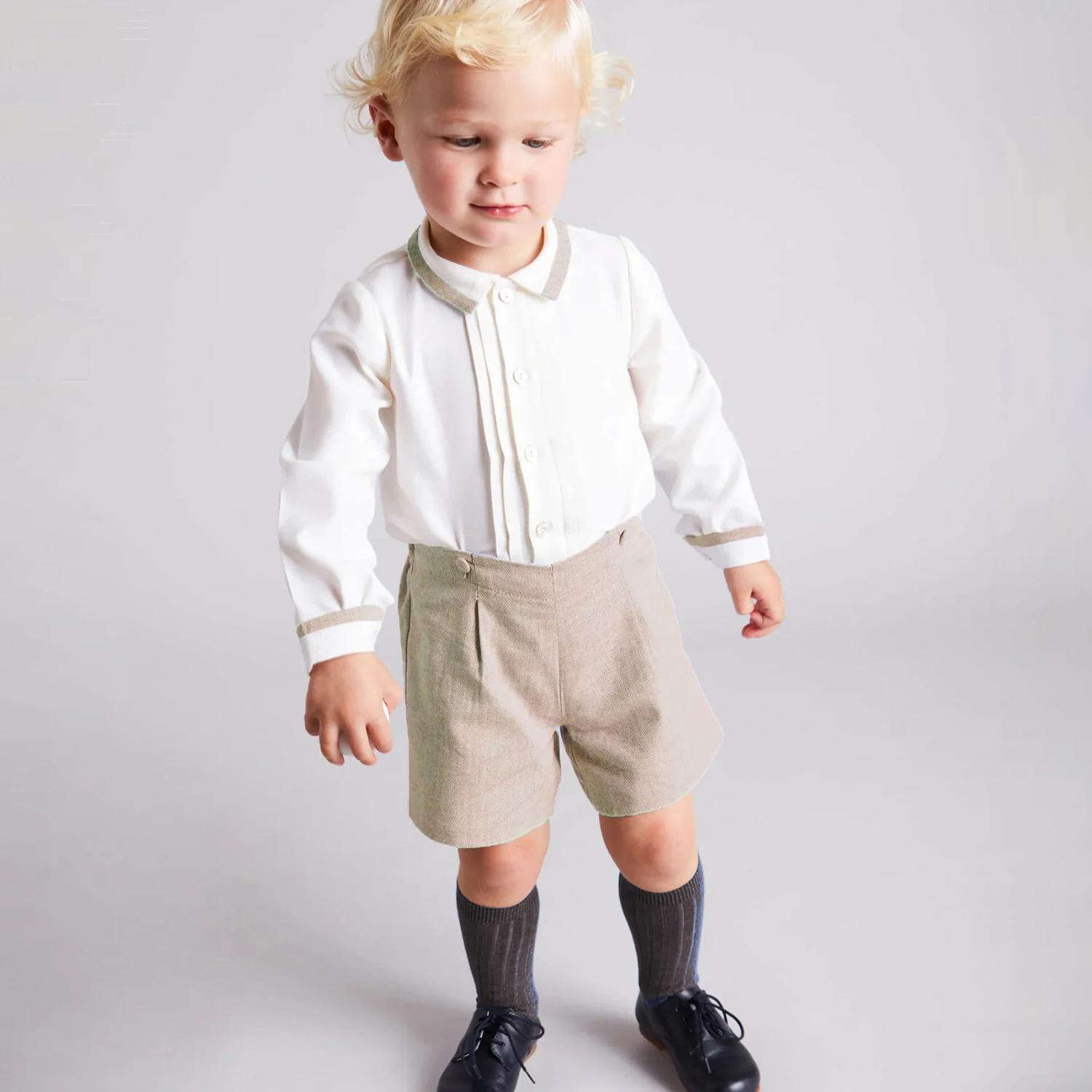 Ensemble de vêtements de boutique pour enfants, coton, lin, ingent, manches longues, tenue trempée, 