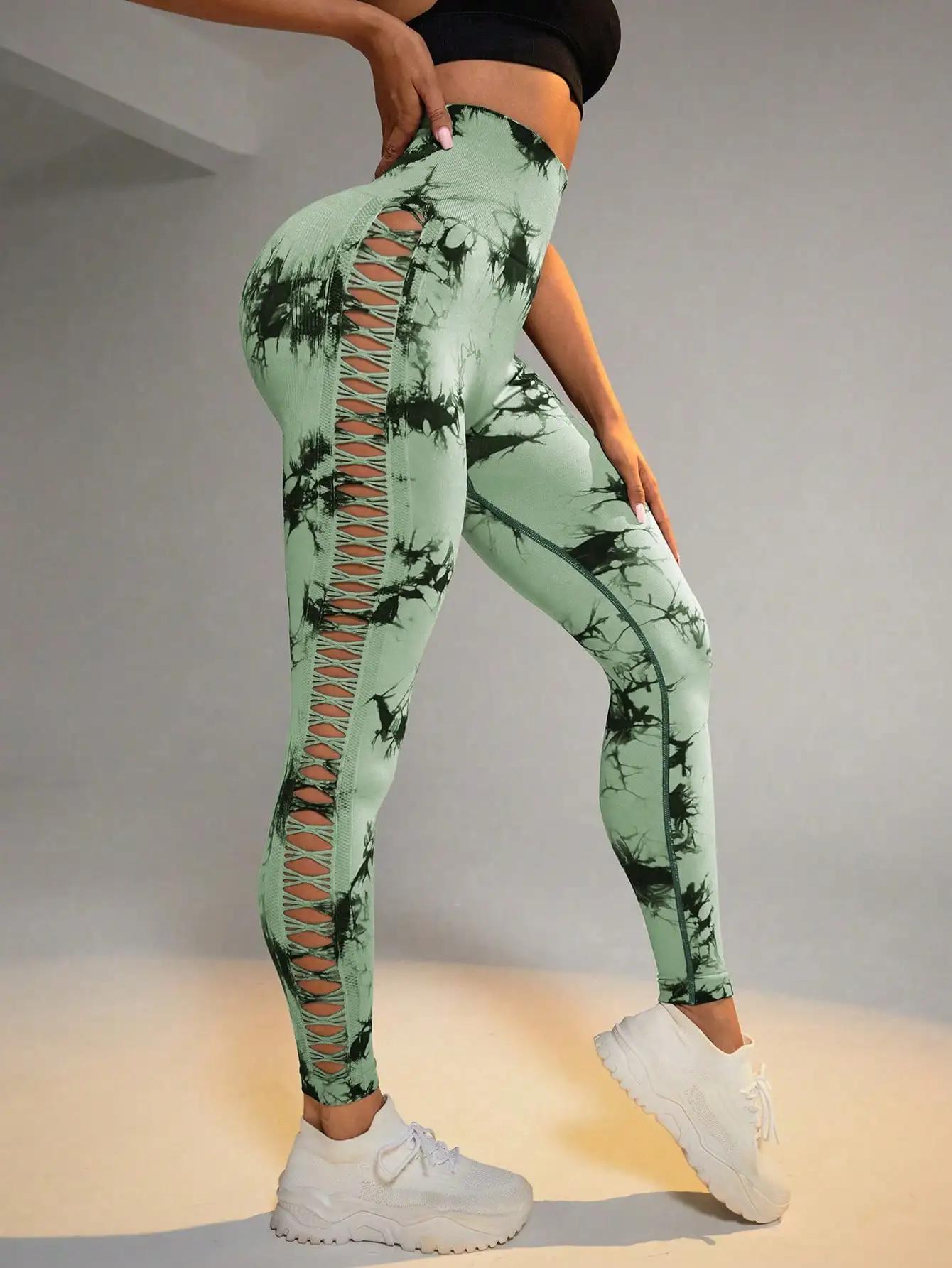 Leggings sans couture Tie Dye pour femmes, pantalons de Yoga taille haute, collants élastiques frois