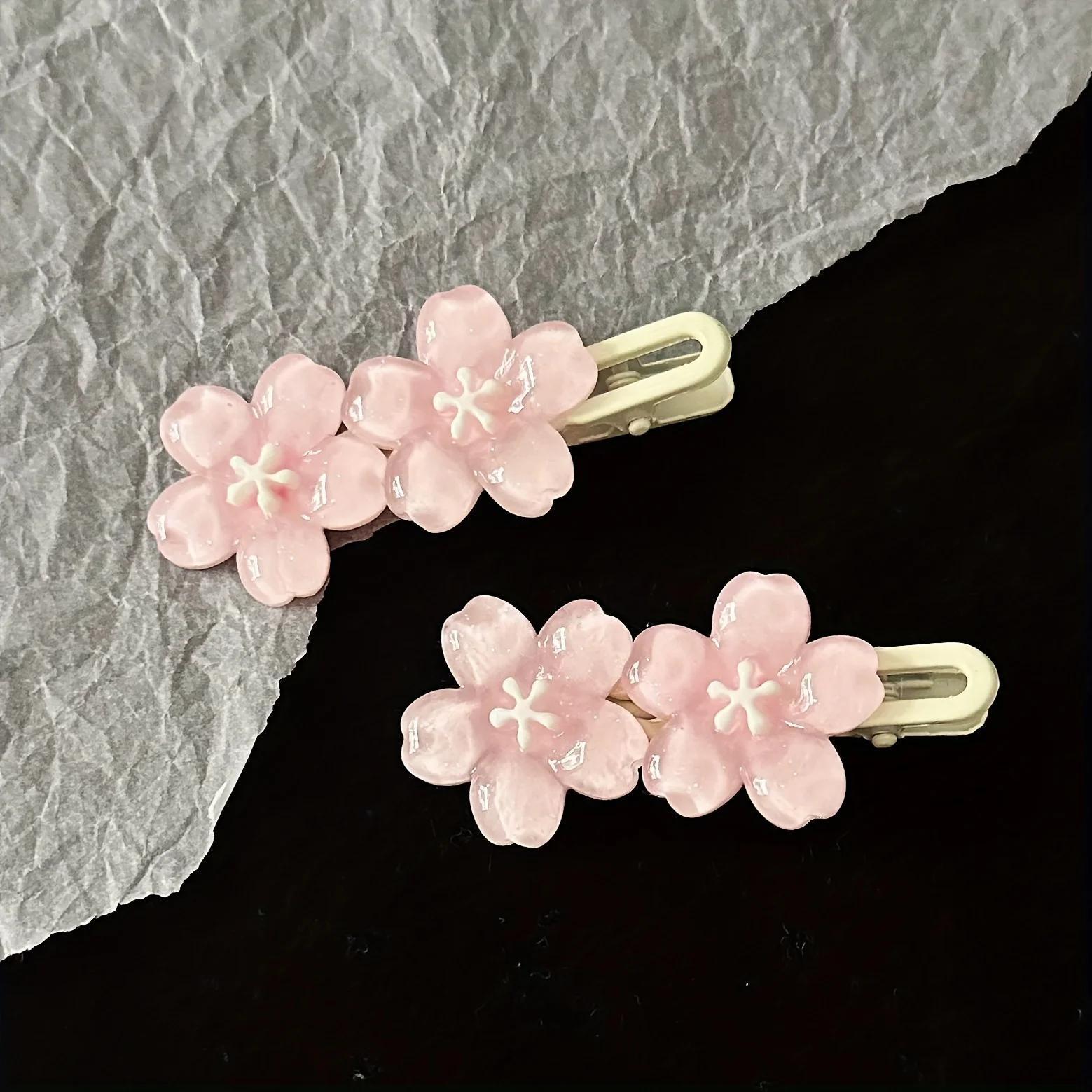 Pince à Cheveux Colorée à Cinq Pétales pour Femme, Accessoires à Motif Floral, Résines, 1 ou 2 Pièce