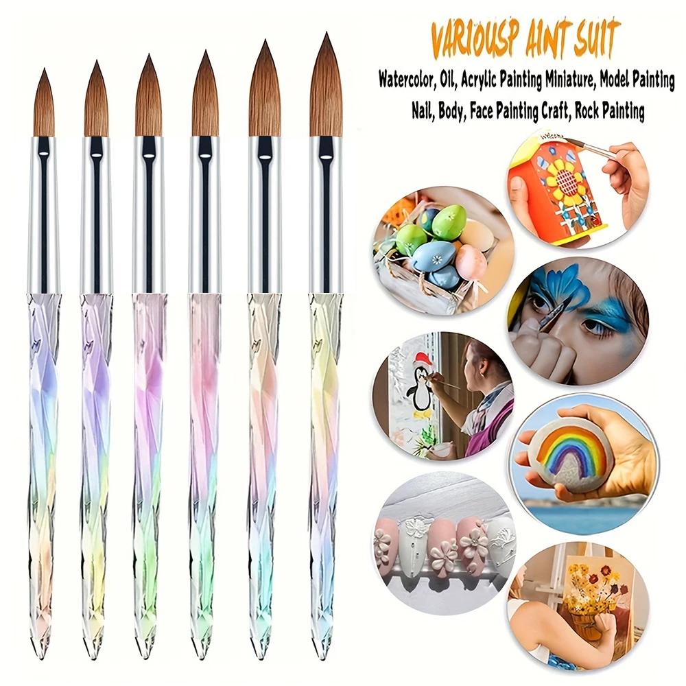 Kit de 6 brosses à ongles en acrylique Aurora, multi-tailles, professionnelles, pour Application acr