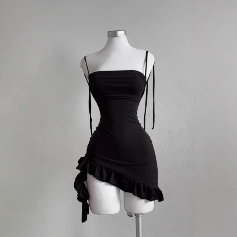 2025 Sexy sans manches dos nu Mini robe femmes été Europe amérique à lacets robes moulantes haute ru