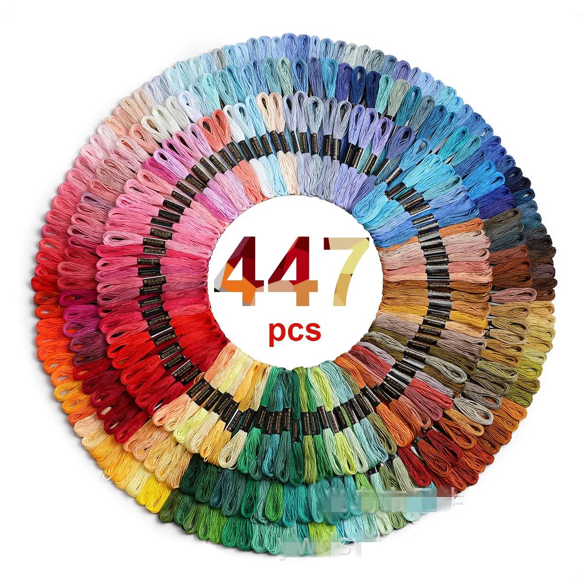 50/100/150/200/447 pièces fil à broder multicolore point de croix fils de fil coton écheveaux de cou